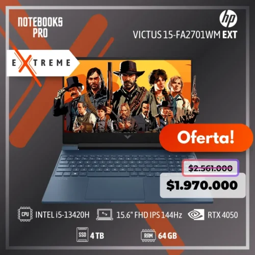 HP VICTUS 15-FA2701WM EXTREME - i5-13420H - 4 TB - 64 GB RAM - 15.6” FHD IPS LED 144Hz - RTX 4050