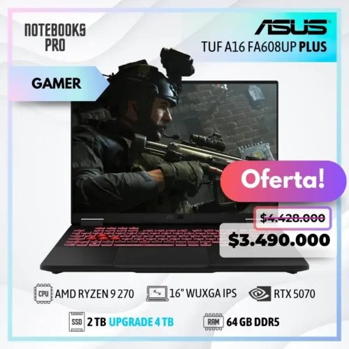 ASUS TUF A16 FA608UP PLUS - RYZEN 9 270 - SSDS 2 TB - 64 GB DDR5 - RTX 5070 - 16" WUXGA IPS