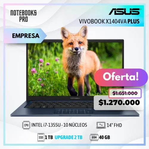 ASUS VIVOBOOK X1404VA PLUS - i7-1355U - SSD 1 TB - 40 GB RAM - 14" FHD - 10 Núcleos
