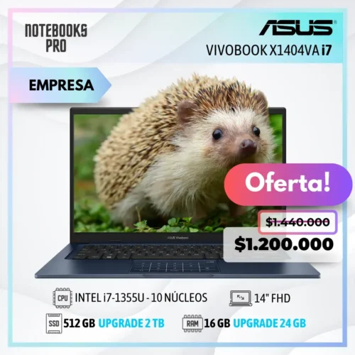 ASUS VIVOBOOK X1404VA - i7-1355U - SSD 512 GB - 16 GB RAM - 14" FHD - 10 Núcleos