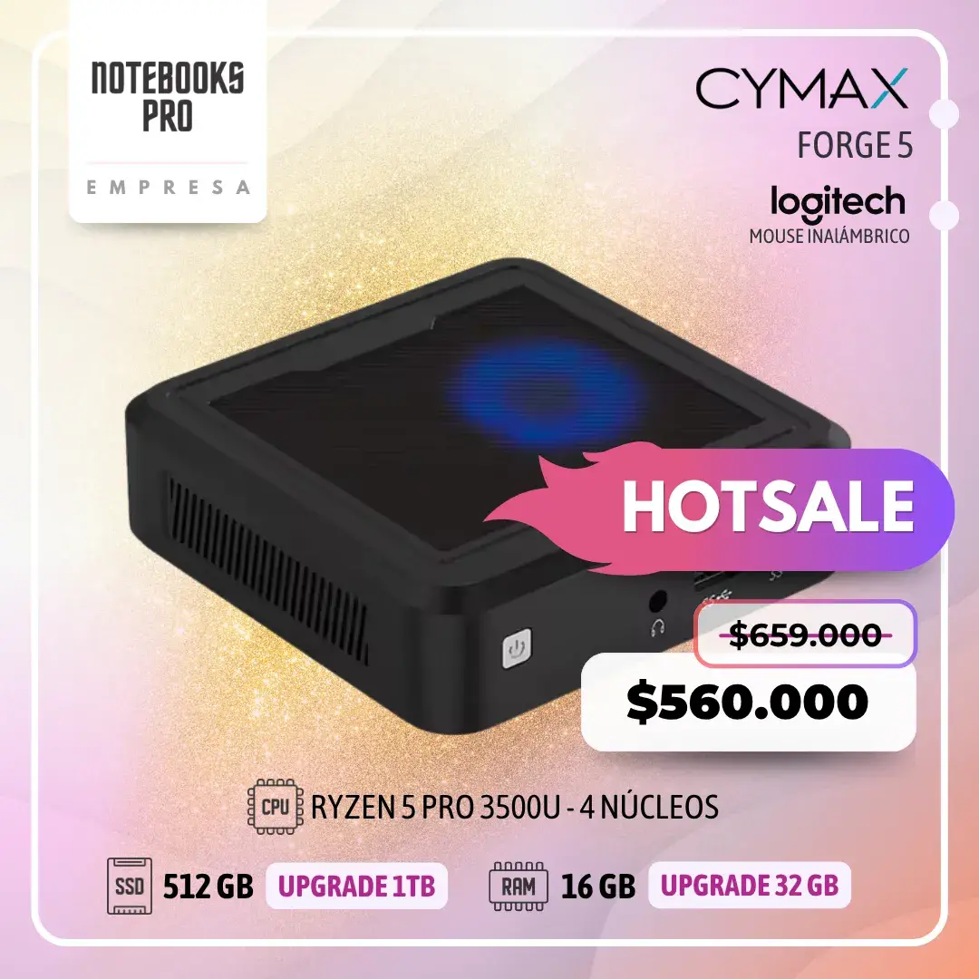 MINI PC CYMAX FORGE 5 - RYZEN 5 PRO 3500U - SSD 512 GB - 16 GB RAM - 4 Núcleos