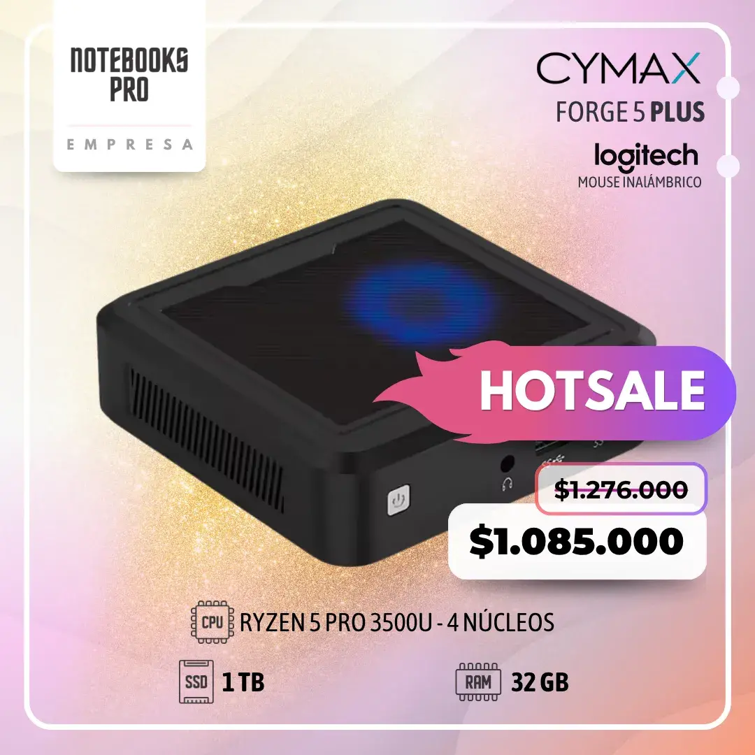 MINI PC CYMAX FORGE 5 PLUS - RYZEN 5 PRO 3500U - SSD 1 TB - 32 GB RAM - 4 Núcleos