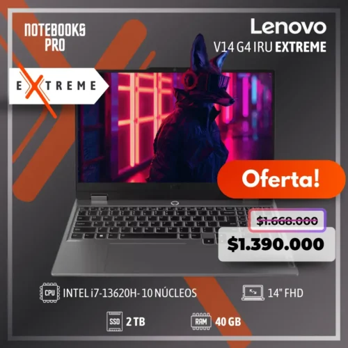 LENOVO V14 G4 IRU EXTREME - i7-13620H - SSD 2 TB - 40 GB RAM - 14" FHD - 10 Núcleos