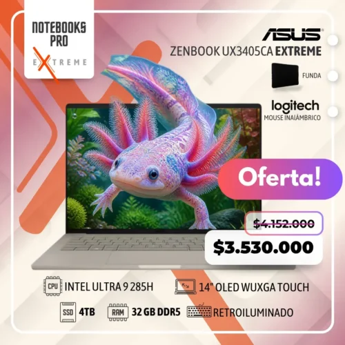 ASUS ZENBOOK UX3405CA EXTREME - INTEL CORE ULTRA 9 285H - SSD 4 TB - 32 GB RAM DDR5 - 14" OLED WUXGA Touch
