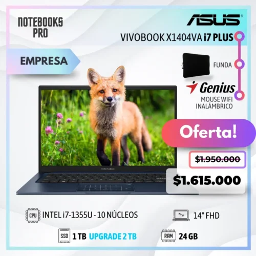 ASUS VIVOBOOK X1404VA PLUS - i7-1355U - SSD 1 TB - 24 GB RAM - 14" FHD - 10 Núcleos