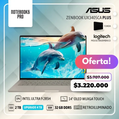 ASUS ZENBOOK UX3405CA PLUS - INTEL CORE ULTRA 9 285H - SSD 2 TB - 32 GB RAM DDR5 - 14" OLED WUXGA Touch
