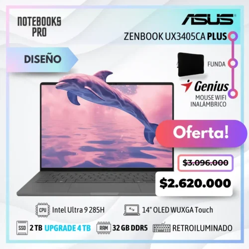 ASUS ZENBOOK UX3405CA PLUS - INTEL CORE ULTRA 9 285H - SSD 2 TB - 32 GB RAM DDR5 - 14" OLED WUXGA Touch