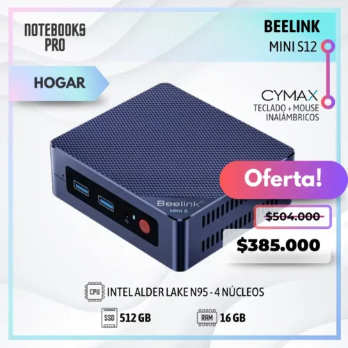 MINI PC BEELINK MINI S12 - INTEL ALDER LAKE N95 - SSD 512 GB - 16 GB RAM - 4 Núcleos
