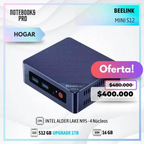 MINI PC BEELINK MINI S12 - INTEL ALDER LAKE N95 - SSD 512 GB - 16 GB RAM - 4 Núcleos