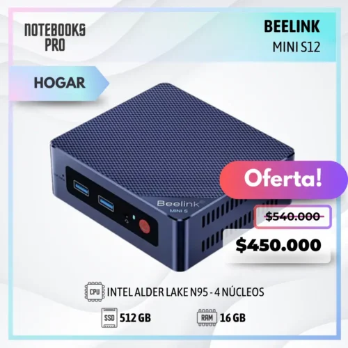 MINI PC BEELINK MINI S12 - INTEL ALDER LAKE N95 - SSD 512 GB - 16 GB RAM - 4 Núcleos