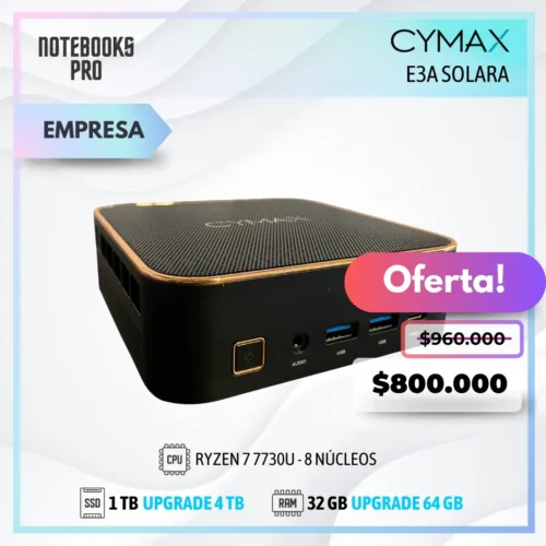MINI PC CYMAX E3A SOLARA - RYZEN 7 7730U - SSD 1 TB - 32 GB RAM - 8 Núcleos