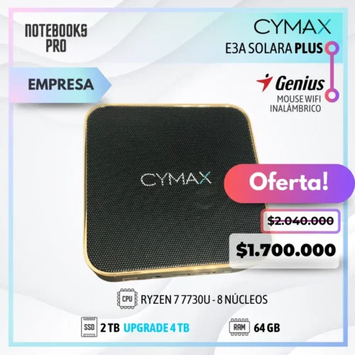 MINI PC CYMAX E3A SOLARA PLUS - RYZEN 7 7730U - SSD 2 TB - 64 GB RAM - 8 Núcleos