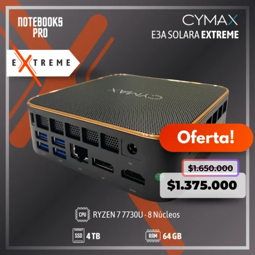 MINI PC CYMAX E3A SOLARA EXTREME - RYZEN 7 7730U - SSD 4 TB - 64 GB RAM - 8 Núcleos