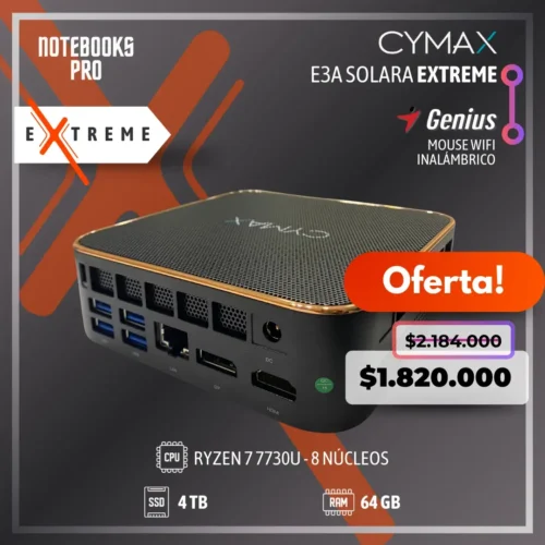 MINI PC CYMAX E3A SOLARA EXTREME - RYZEN 7 7730U - SSD 4 TB - 64 GB RAM - 8 Núcleos