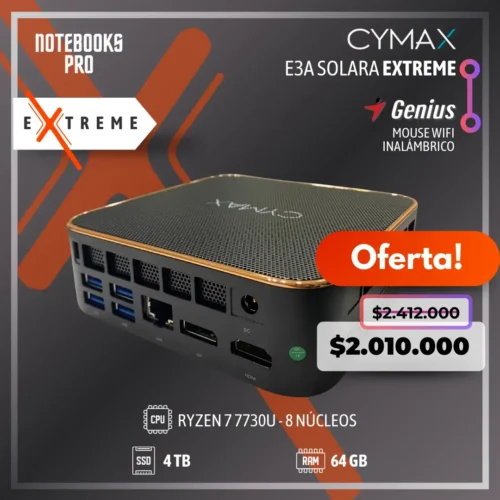 MINI PC CYMAX E3A SOLARA EXTREME - RYZEN 7 7730U - SSD 4 TB - 64 GB RAM - 8 Núcleos