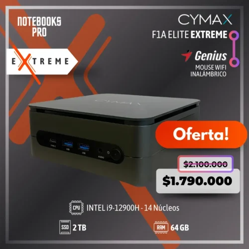MINI PC CYMAX F1A ELITE EXTREME - i9-12900H - SSD 2TB - 64 GB RAM - 14 Núcleos