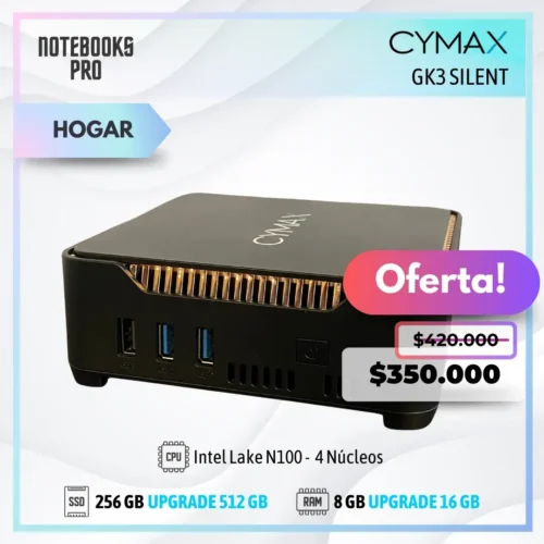 MINI PC CYMAX GK3 SILENT - Intel Lake N100 - SSD 256 GB - 8 GB RAM - 4 Núcleos
