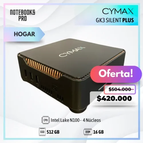 MINI PC CYMAX GK3 SILENT PLUS - Intel Lake N100 - SSD 512 GB - 16 GB RAM - 4 Núcleos