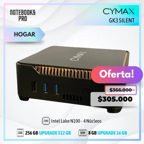 MINI PC CYMAX GK3 SILENT - Intel Lake N100 - SSD 256 GB - 8 GB RAM - 4 Núcleos