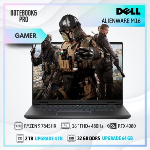 DELL ALIENWARE M16 - RYZEN 9 7845HX - SSD 2 TB - 32 GB DDR5 - RTX 4080 - 16 " FHD+ 480Hz