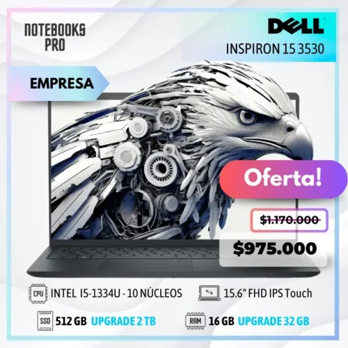 DELL INSPIRON 15 3530 - i5-1334U - SSD 512 GB - 16 GB RAM - 15.6" FHD IPS Touch - 10 Núcleos