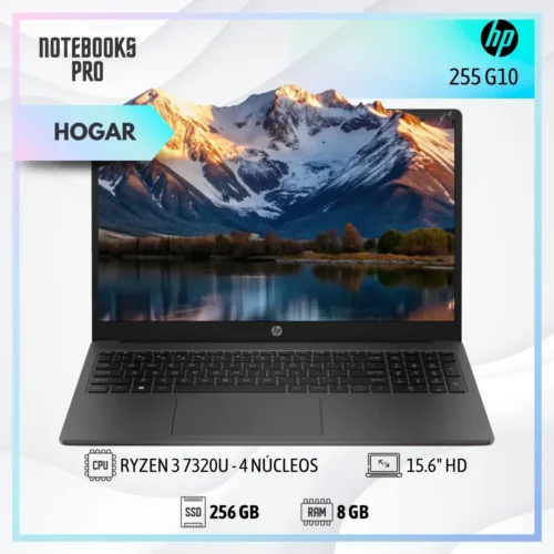 HP 255 G10 - RYZEN 3 7320U - SSD 256 GB - 8 GB RAM - 15.6" HD - 4 Núcleos