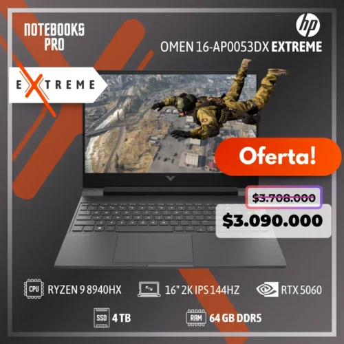 HP OMEN 16-AP0053DX EXTREME - RYZEN 9 8940HX  - SSD 4 TB - 64 GB RAM DDR5 - RTX 5060 - 16" 2K IPS 144Hz
