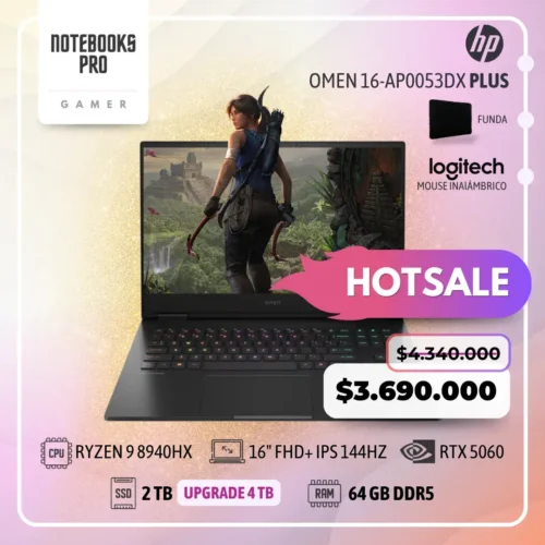 HP OMEN 16-AP0053DX PLUS - RYZEN 9 8940HX  - SSD 2 TB - 64 GB RAM DDR5 - RTX 5060 - 16" FHD+ IPS 144Hz
