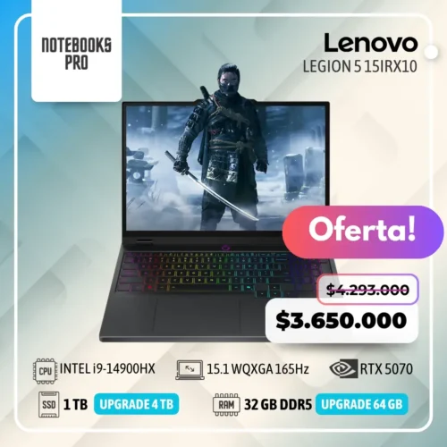 LENOVO LEGION 5 15IRX10 - i9-14900HX - SSD 1 TB - 32 GB RAM DDR5 - 15.1 WQXGA OLED 165Hz - RTX 5070