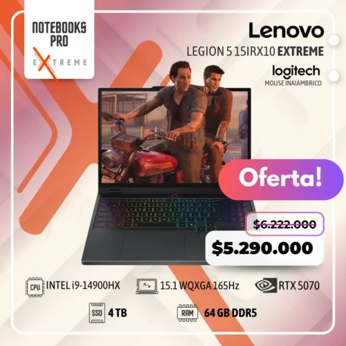 LENOVO LEGION 5 15IRX10 EXTREME - i9-14900HX - SSD 4 TB - 64 GB RAM DDR5 - 15.1 WQXGA OLED 165Hz - RTX 5070