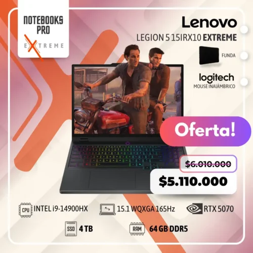 LENOVO LEGION 5 15IRX10 EXTREME - i9-14900HX - SSD 4 TB - 64 GB RAM DDR5 - 15.1 WQXGA OLED 165Hz - RTX 5070