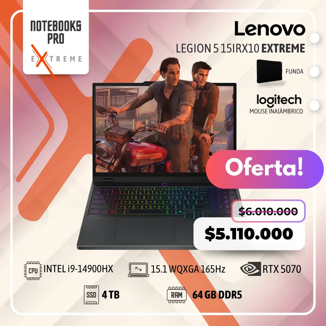 LENOVO LEGION 5 15IRX10 EXTREME - i9-14900HX - SSD 4 TB - 64 GB RAM DDR5 - 15.1 WQXGA OLED 165Hz - RTX 5070