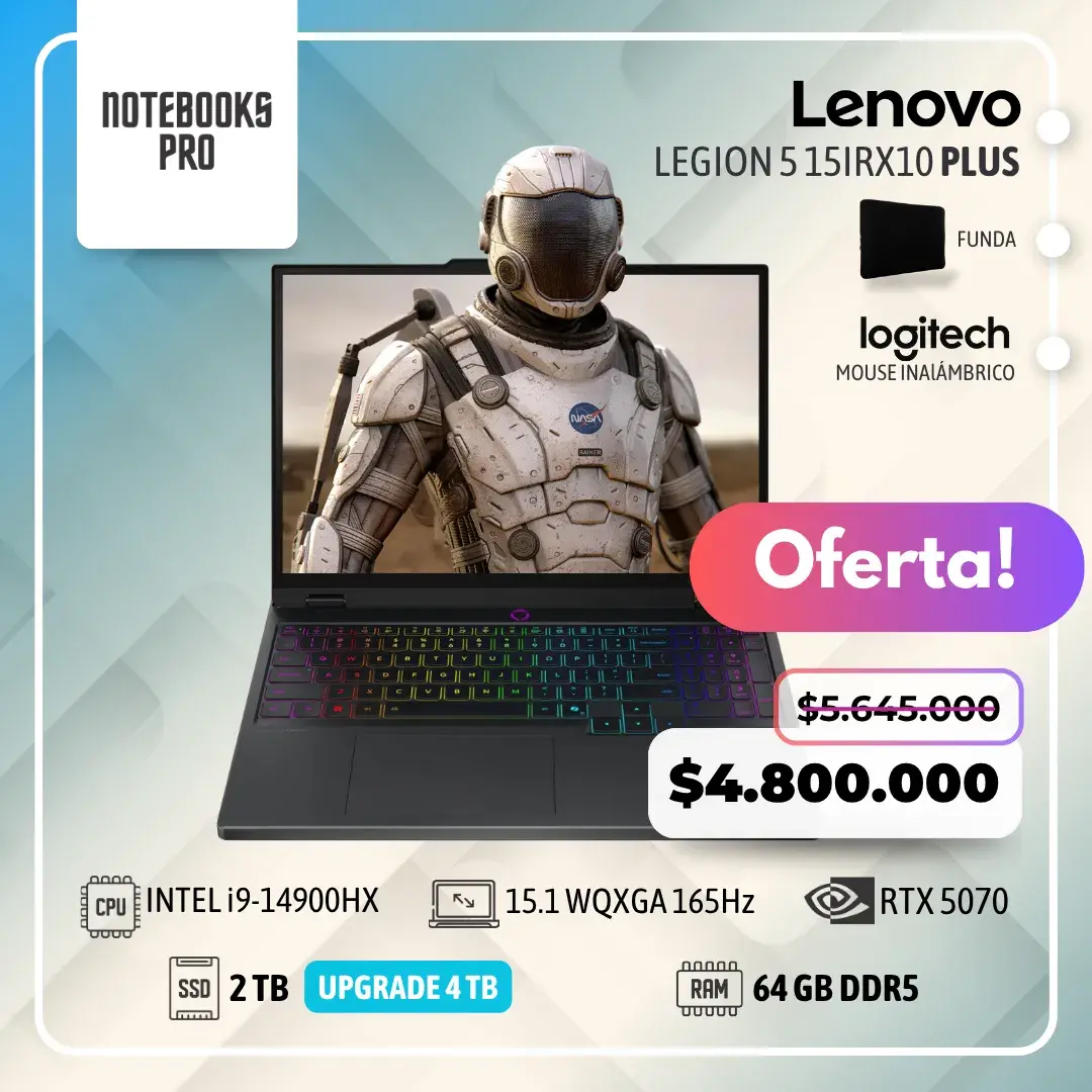LENOVO LEGION 5 15IRX10 PLUS - i9-14900HX - SSD 2 TB - 64 GB RAM DDR5 - 15.1 WQXGA OLED 165Hz - RTX 5070
