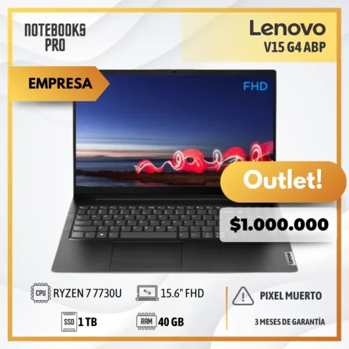 (OUTLET) LENOVO V15 G4 ABP - RYZEN 7 7730U - SSD 1 TB - 40 GB - 15.6" FHD - 8 núcleos - Teclado español