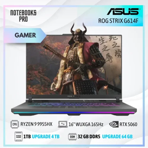 ASUS ROG STRIX G614F - RYZEN 9 9955HX - SSD 1TB - 32 GB RAM DDR5 - 16" WUXGA 165Hz - RTX 5060 - Teclado retroiluminado - 16 Núcleos