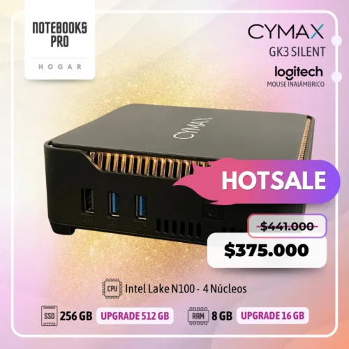 MINI PC CYMAX GK3 SILENT - Intel Lake N100 - SSD 256 GB - 8 GB RAM - 4 Núcleos