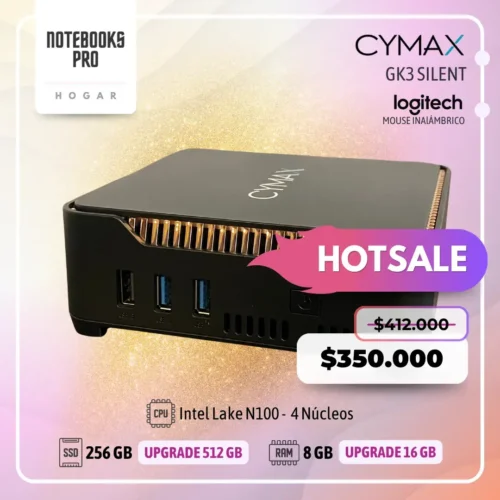 MINI PC CYMAX GK3 SILENT - Intel Lake N100 - SSD 256 GB - 8 GB RAM - 4 Núcleos