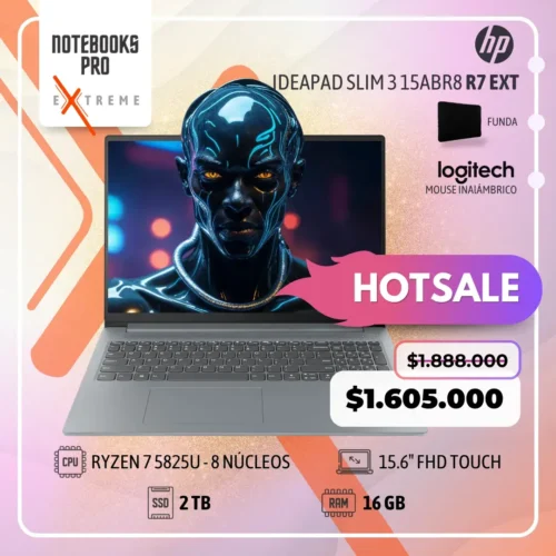 LENOVO IDEAPAD SLIM 3 15ABR8 EXTREME - RYZEN 7 5825U - SSD 2 TB - 16 GB RAM - 15.6" FHD Touch - 8 núcleos