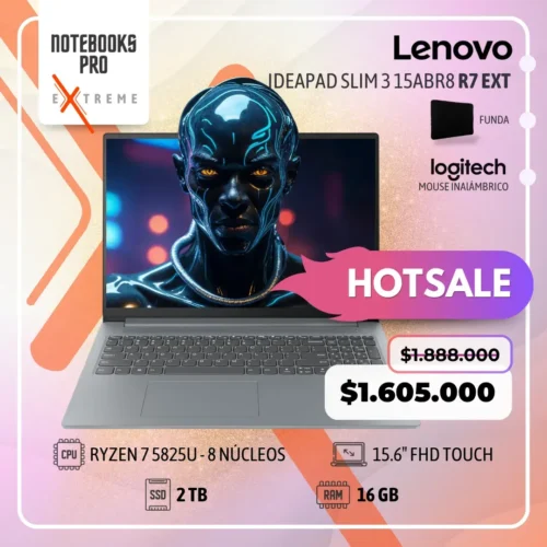 LENOVO IDEAPAD SLIM 3 15ABR8 EXTREME - RYZEN 7 5825U - SSD 2 TB - 16 GB RAM - 15.6" FHD Touch - 8 núcleos