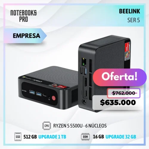 MINI PC BEELINK SER 5 - RYZEN 5 5500U - SSD 512 GB - 16 GB RAM - 6 Núcleos