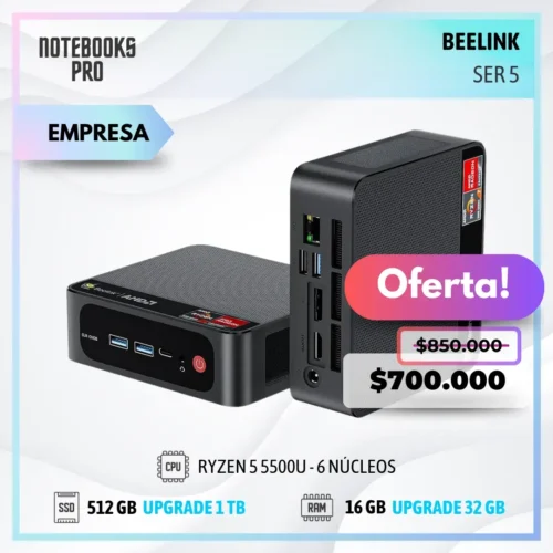 MINI PC BEELINK SER 5 - RYZEN 5 5500U - SSD 512 GB - 16 GB RAM - 6 Núcleos