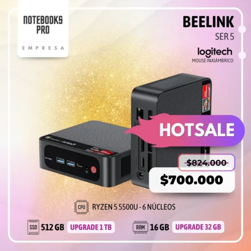 MINI PC BEELINK SER 5 - RYZEN 5 5500U - SSD 512 GB - 16 GB RAM - 6 Núcleos