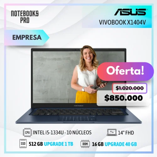 ASUS VIVOBOOK X1404V - i5-1334U - SSD 512 GB - 16 GB RAM - 14" FHD - 10 Núcleos