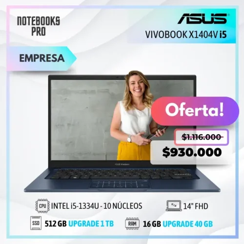 ASUS VIVOBOOK X1404V - i5-1334U - SSD 512 GB - 16 GB RAM - 14" FHD - 10 Núcleos