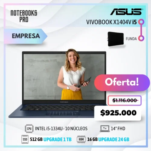 ASUS VIVOBOOK X1404V - i5-1334U - SSD 512 GB - 16 GB RAM - 14" FHD - 10 Núcleos
