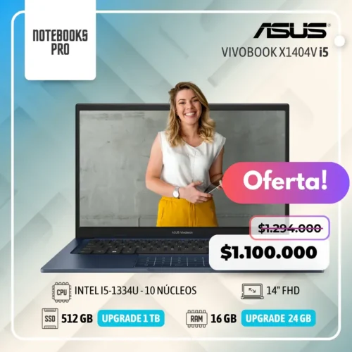 ASUS VIVOBOOK X1404V - i5-1334U - SSD 512 GB - 16 GB RAM - 14" FHD - 10 Núcleos