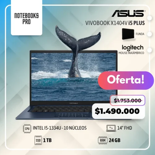 ASUS VIVOBOOK X1404V PLUS - i5-1334U - SSD 1 TB - 24 GB RAM - 14" FHD - 10 Núcleos