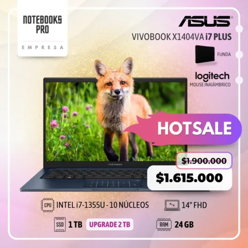 ASUS VIVOBOOK X1404VA PLUS - i7-1355U - SSD 1 TB - 24 GB RAM - 14" FHD - 10 Núcleos