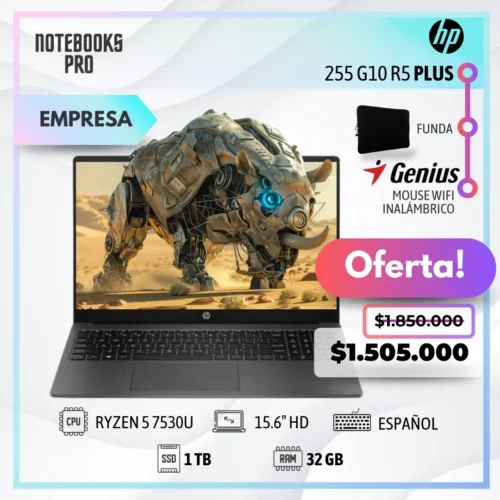 HP 255 G10 R5 PLUS - RYZEN 5 7530U - SSD 1 TB - 32 GB RAM - 15.6" HD