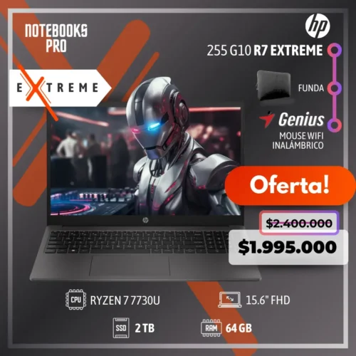 HP 255 G10 R7 EXTREME - RYZEN 7 7730U - SSD 2 TB - 64 GB RAM - 15.6" FHD